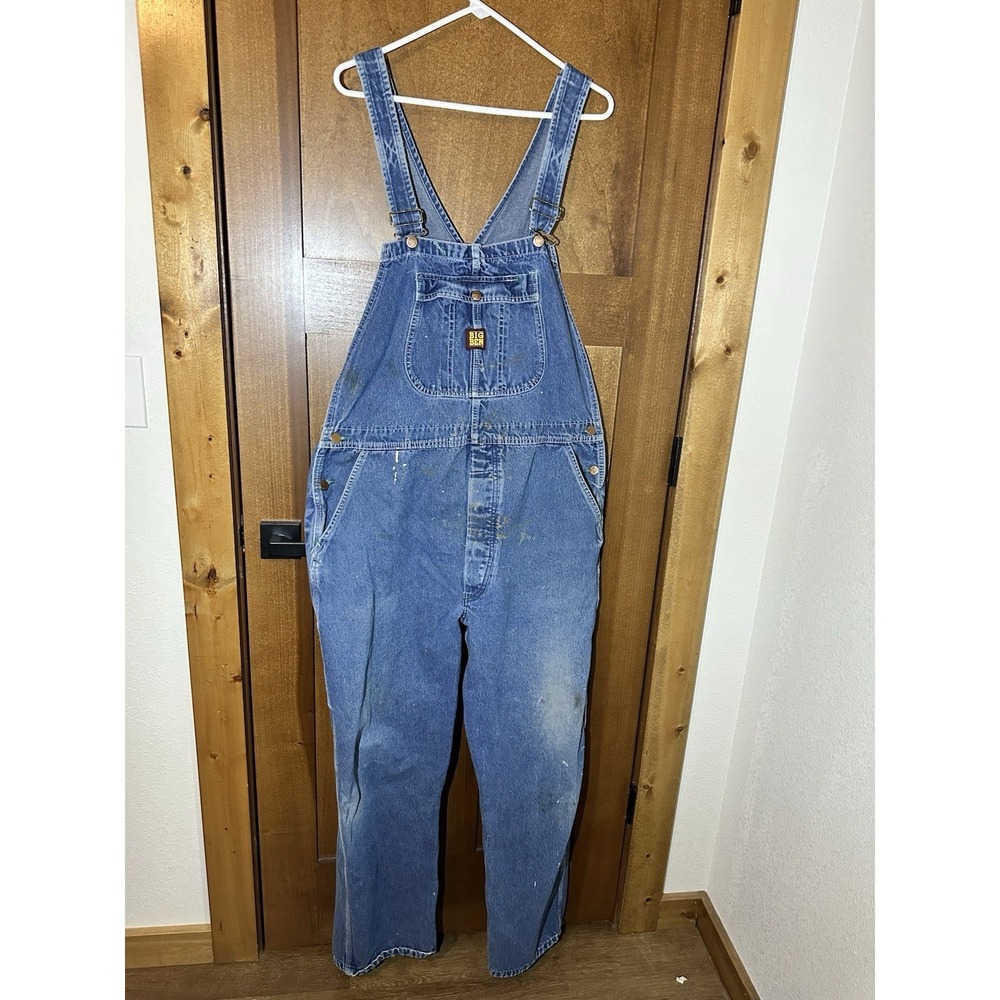 Vintage Big Ben Denim Bib Overalls Mens 40x30 Blue Carpenter Workwear USA